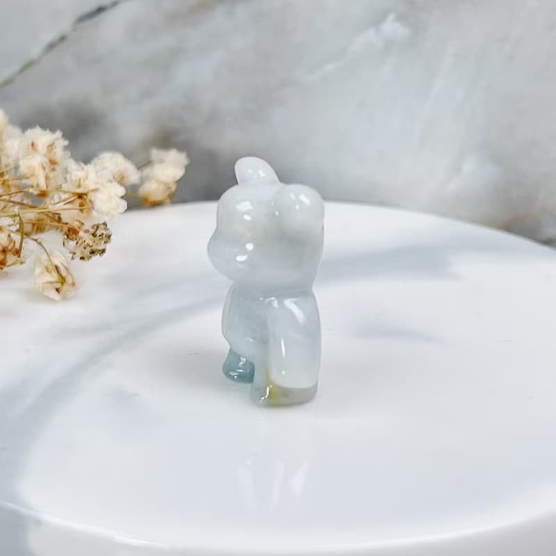 【熊熊玉見你】飄花翡翠可愛小熊擺飾 | 天然緬甸玉翡翠A貨|送禮
