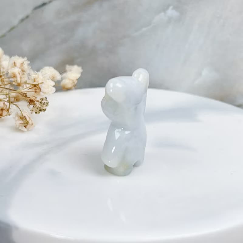 【熊熊玉見你】飄花翡翠可愛小熊擺飾 | 天然緬甸玉翡翠A貨|送禮