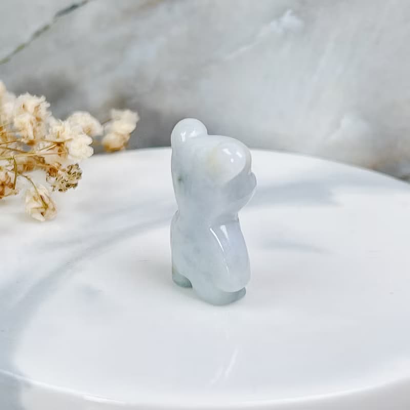 【熊熊玉見你】飄花翡翠可愛小熊擺飾 | 天然緬甸玉翡翠A貨|送禮