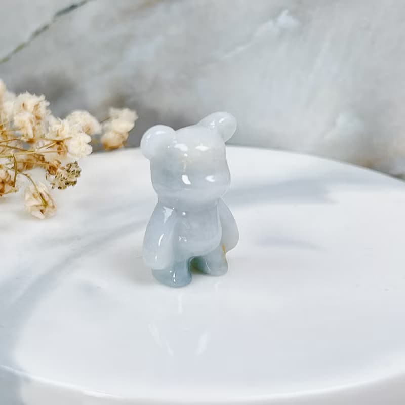 【熊熊玉見你】飄花翡翠可愛小熊擺飾 | 天然緬甸玉翡翠A貨|送禮