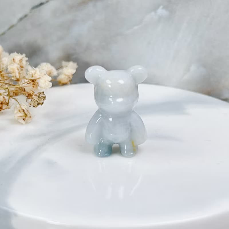 【熊熊玉見你】飄花翡翠可愛小熊擺飾 | 天然緬甸玉翡翠A貨|送禮