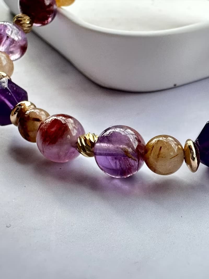 紫水晶、紫幽靈、彩髮晶天然水晶手鍊/ 招貴人、旺事業、招財運