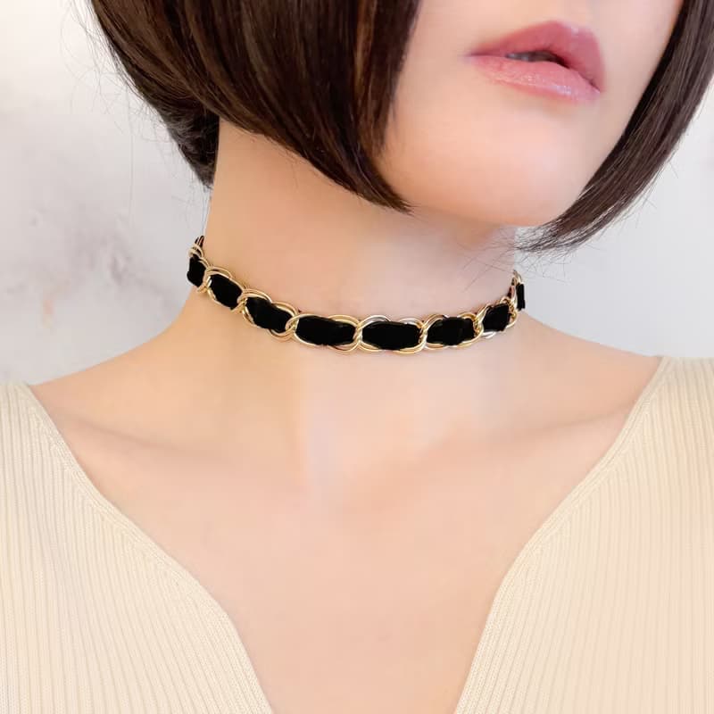 夢見る貴婦人/ベルベットリボンとチェーンのチョーカー　 SV639