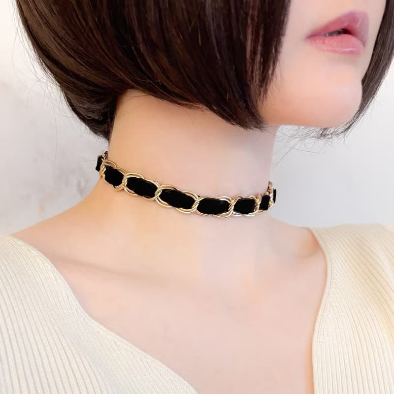 夢見る貴婦人/ベルベットリボンとチェーンのチョーカー　 SV639