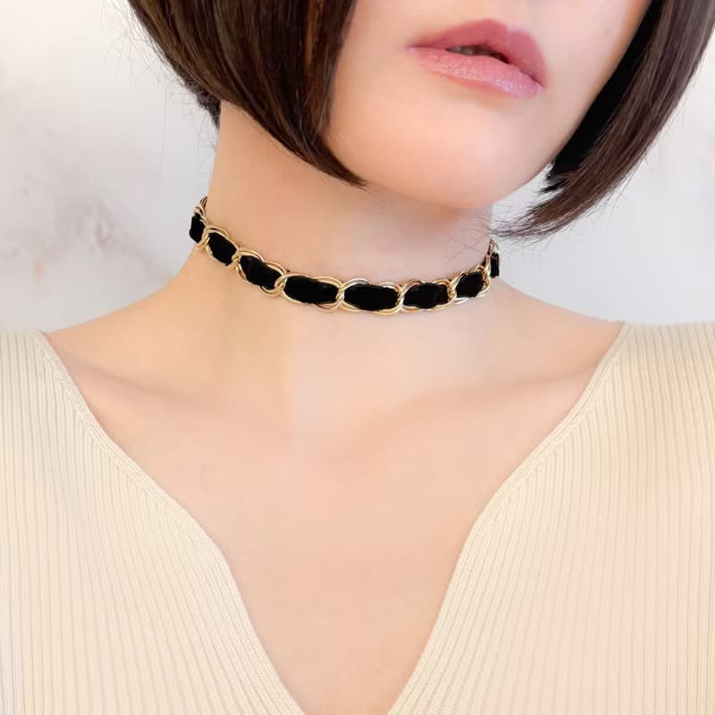 夢見る貴婦人/ベルベットリボンとチェーンのチョーカー　 SV639