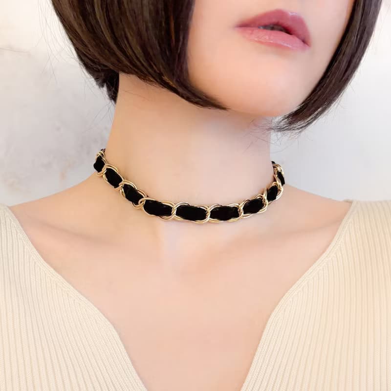 夢見る貴婦人/ベルベットリボンとチェーンのチョーカー　 SV639