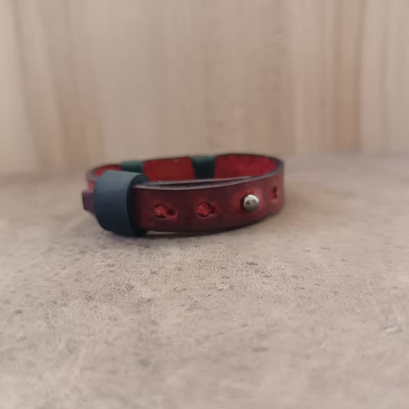Rooted Glow Cherry Agate Wrap Leather Bracelet - Sterling Silver, Red & Green