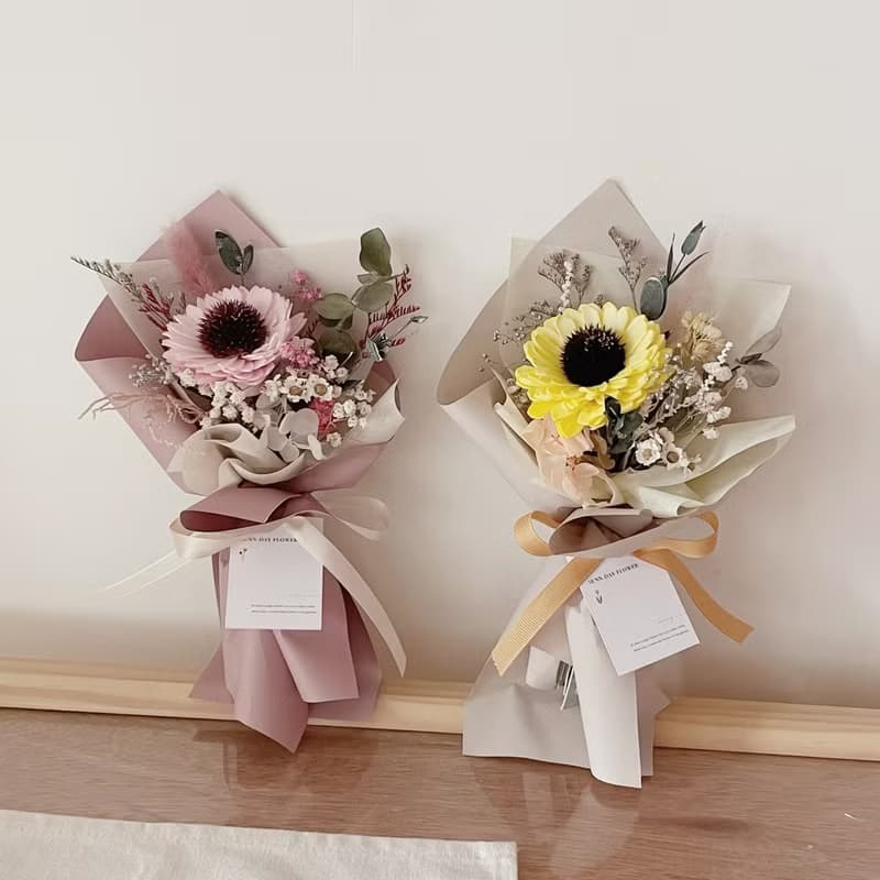 【畢業花束】畢業花禮 畢業季 向日葵 太陽花 向日葵花束 乾燥花