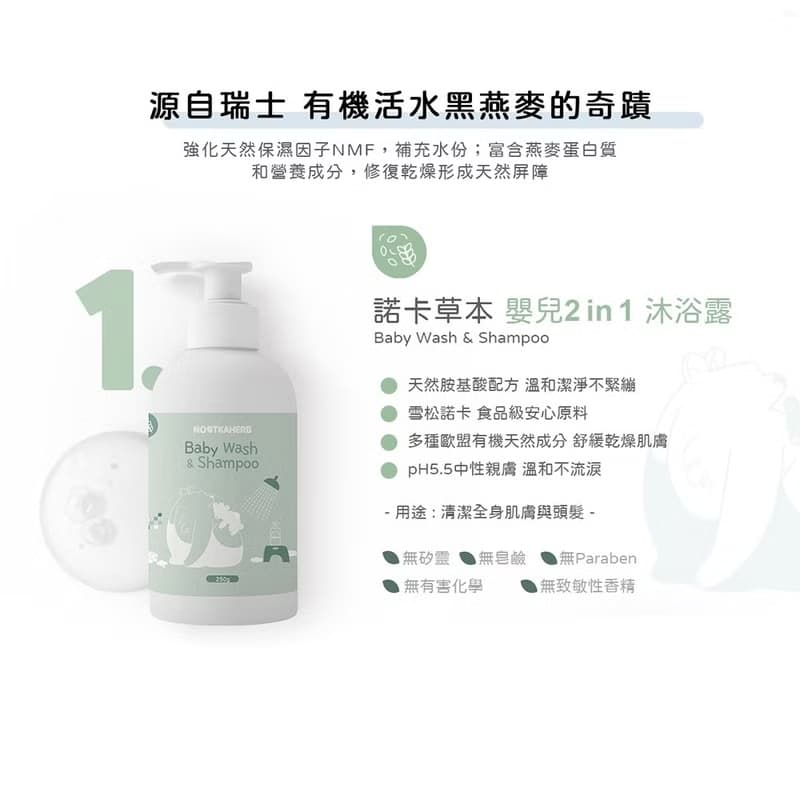 【Nootkaherb】諾卡草本嬰兒 2 in 1沐浴露 250g