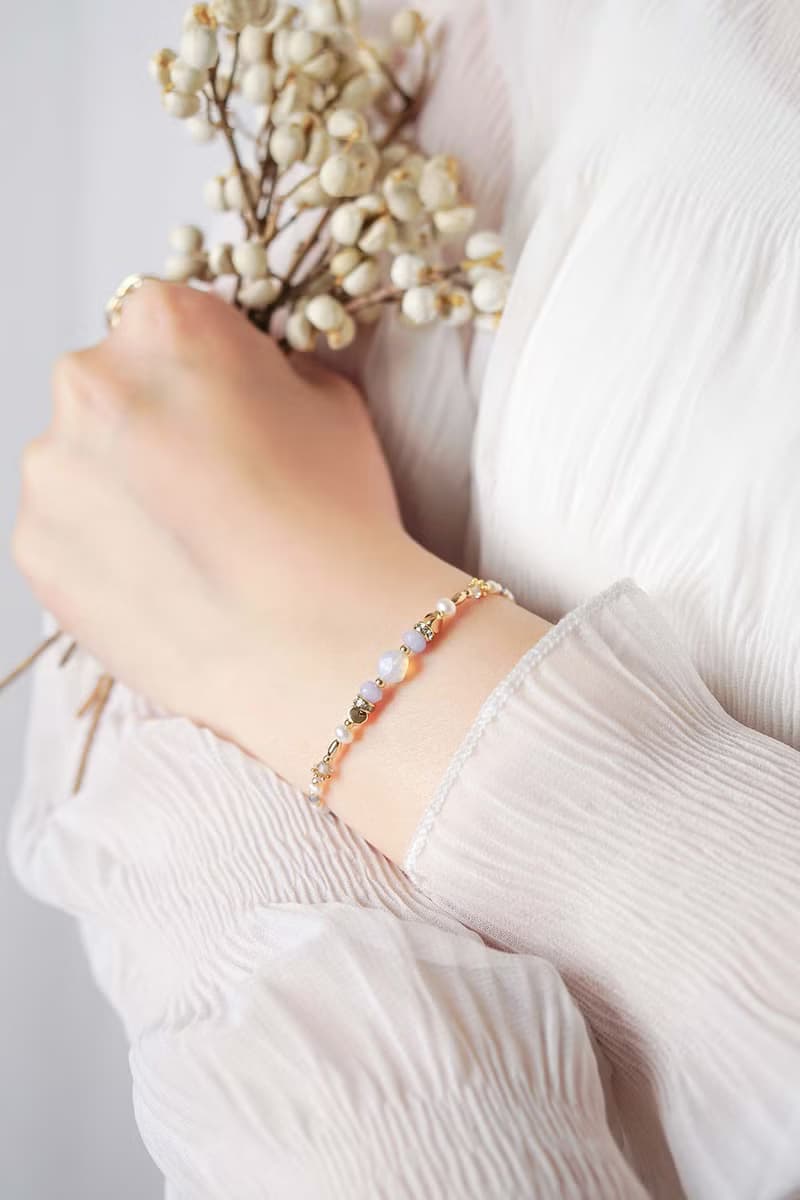 愛情 x 蛋白石 摩根石 拉長石 珍珠 藍玉髓 OT扣【午後邂逅】手鍊