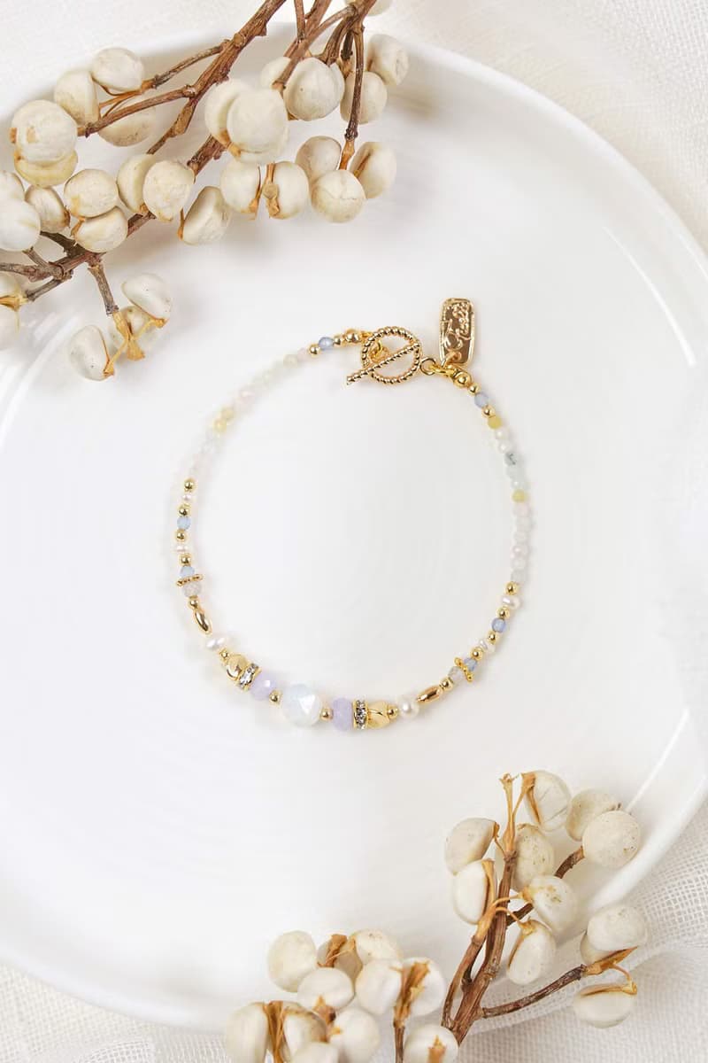 愛情 x 蛋白石 摩根石 拉長石 珍珠 藍玉髓 OT扣【午後邂逅】手鍊