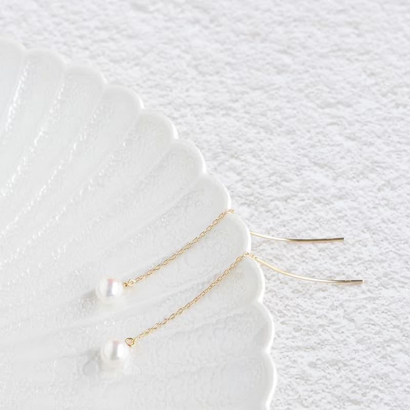 Akoya珍珠耳環 / K金 /  海水Akoya珍珠 日本製造 耳夾耳環