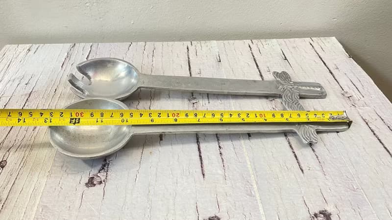 老式沙拉湯匙和湯匙套裝 2 件套鋁製餐叉和勺子