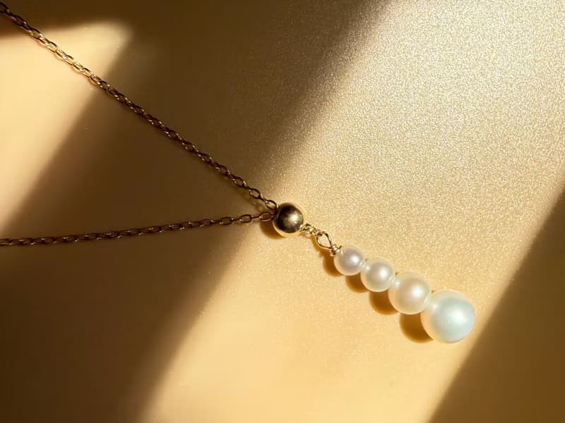 天然淡水珍珠14KGF吊墜項鍊 獨立原創設計 簡約風格 聖誕禮物