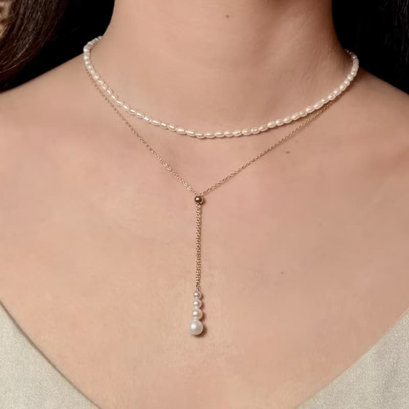天然淡水珍珠14KGF吊墜項鍊 獨立原創設計 簡約風格 聖誕禮物