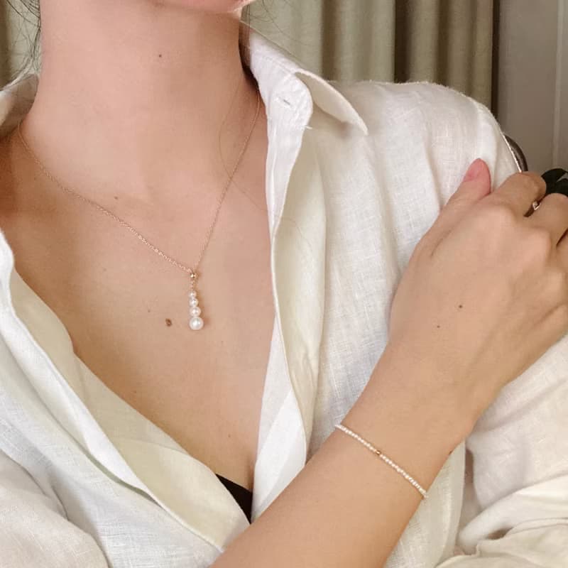 天然淡水珍珠14KGF吊墜項鍊 獨立原創設計 簡約風格 聖誕禮物
