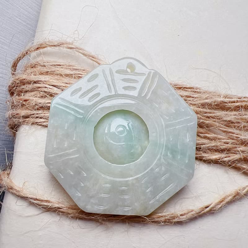 【擋煞‧避邪】飄綠翡翠八卦項鍊 | 天然緬甸玉A貨翡翠 | 送禮