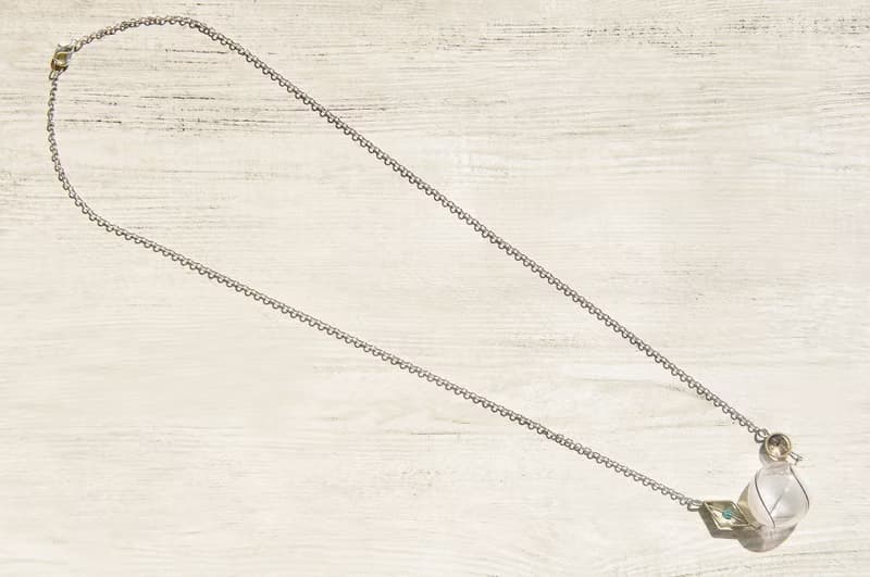 情人節禮物 / 幾何風 / 法式條紋口吹玻璃項鍊 短鏈 長鏈 鎖骨鍊 - 白巧克力 + 幾何黃銅