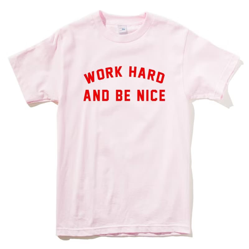 Work Hard and Be Nice 短T 淺粉色 文字 英文 禮物 春裝 工作