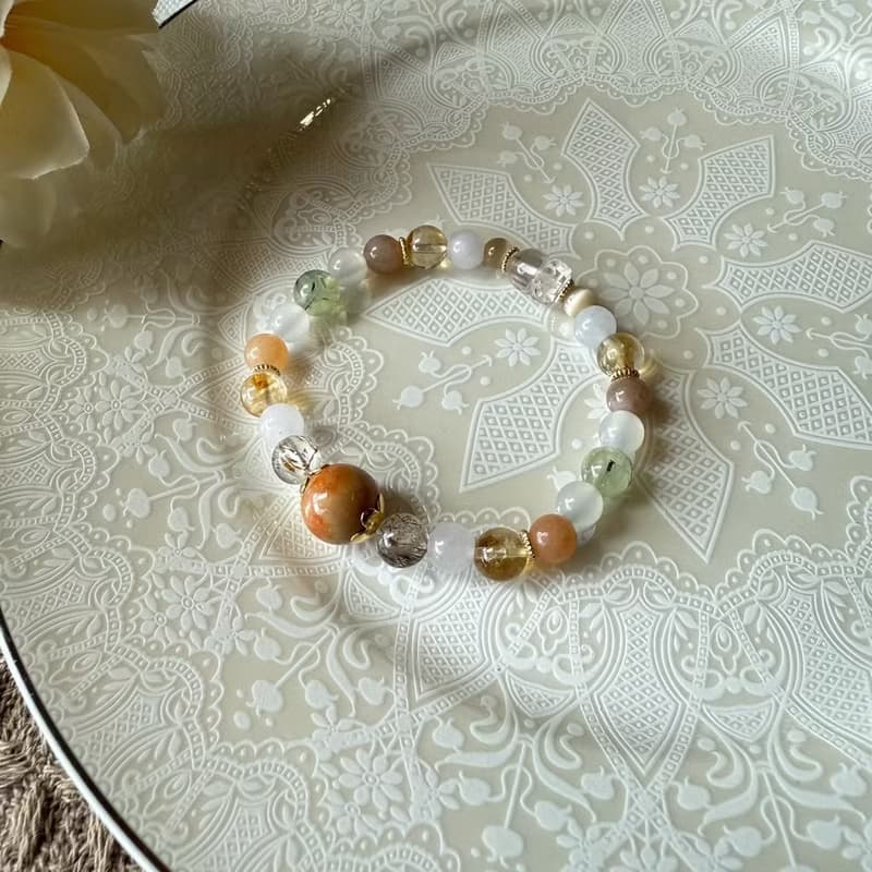 小清新白水晶貔貅彈性手鍊