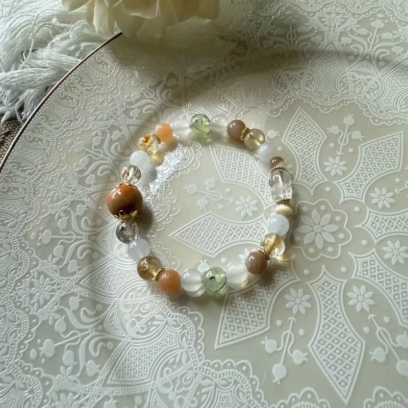 小清新白水晶貔貅彈性手鍊