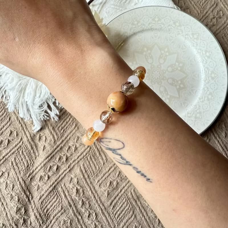 小清新白水晶貔貅彈性手鍊