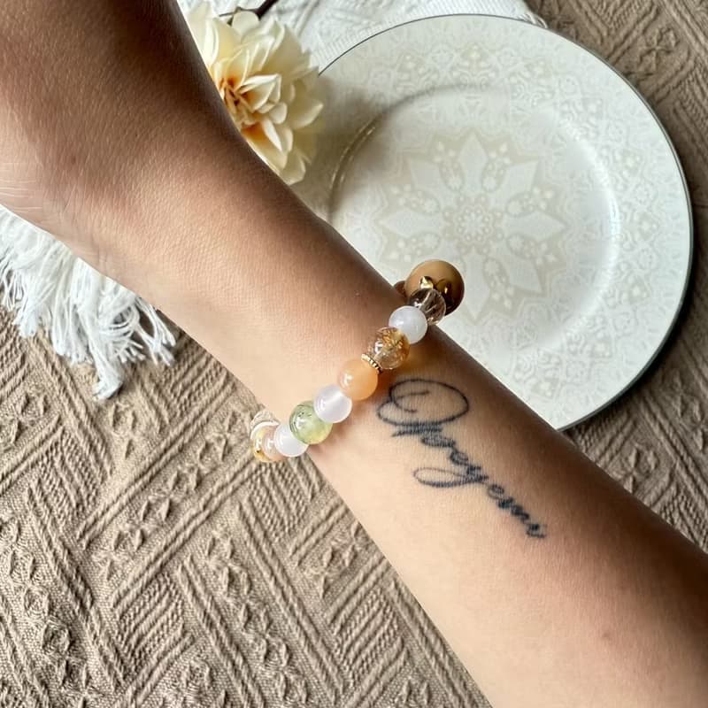 小清新白水晶貔貅彈性手鍊