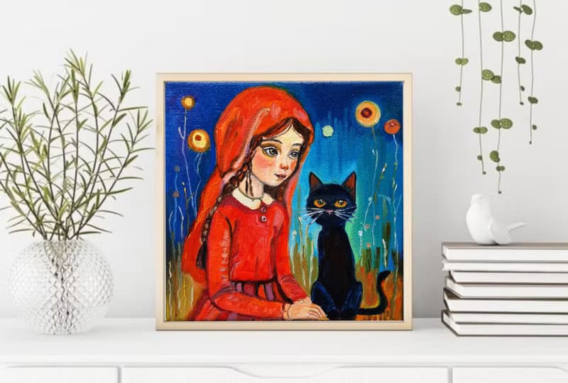 Little Girl  Painting Original Art Small  Oil Painting on Canvas 15sm by15sm