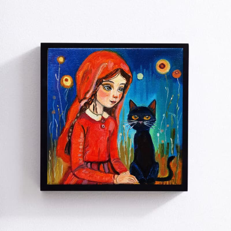 Little Girl  Painting Original Art Small  Oil Painting on Canvas 15sm by15sm