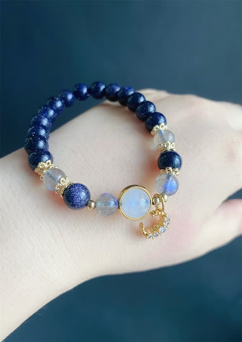 藍月星空 藍砂石 白月光 灰月光 手鍊 禮物 天然石 水晶