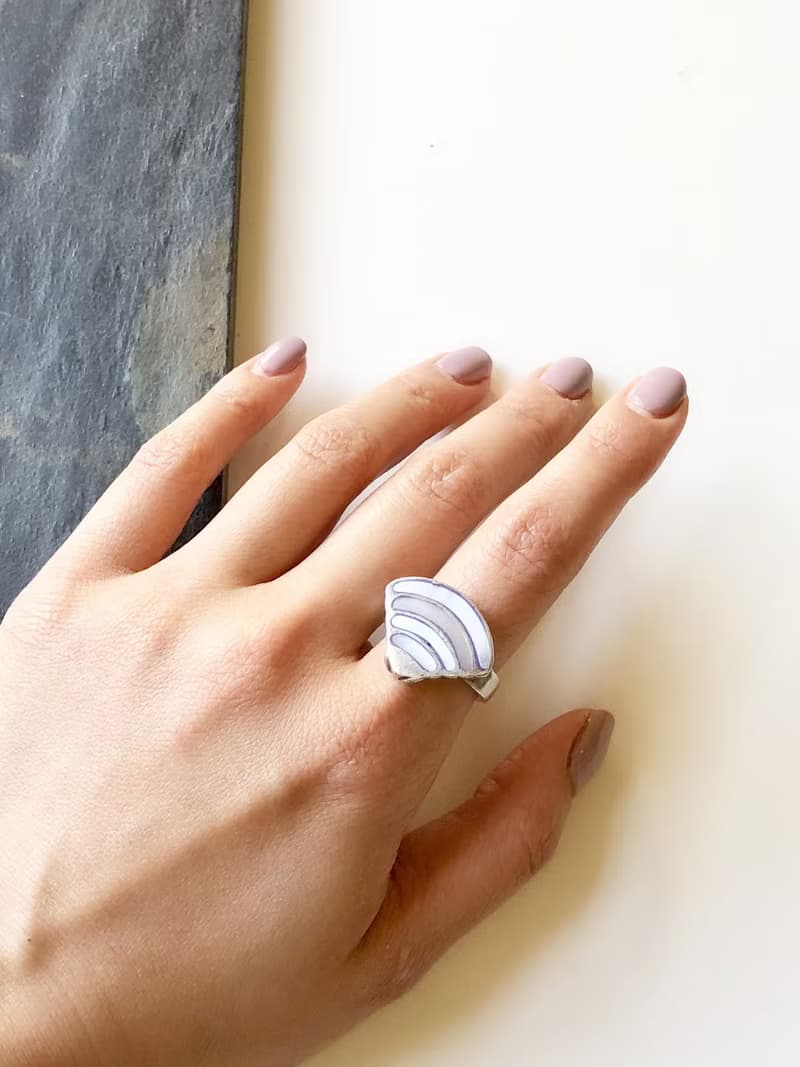 Vintage Mother Of Pearl Silver Statement Ring
