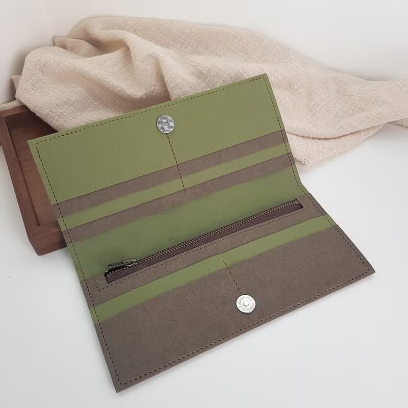樹懶 韓國布 水洗牛皮紙夾 長夾 錢包
