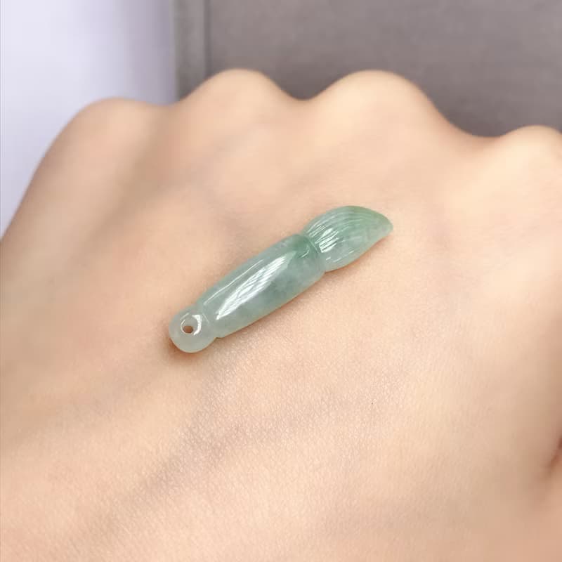 【願‧學業進步】冰飄陽綠翡翠文昌筆 | 天然緬甸A貨翡翠 | 送禮