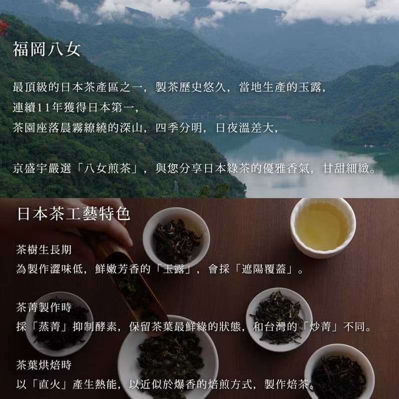 京盛宇【茶包】光之茶-日本八女煎茶-原葉袋茶12入