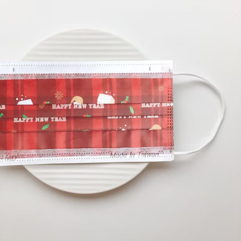 【無藏】聖誕紅格紋/成人醫療口罩/5入裝/10入盒/50入盒/雙鋼印