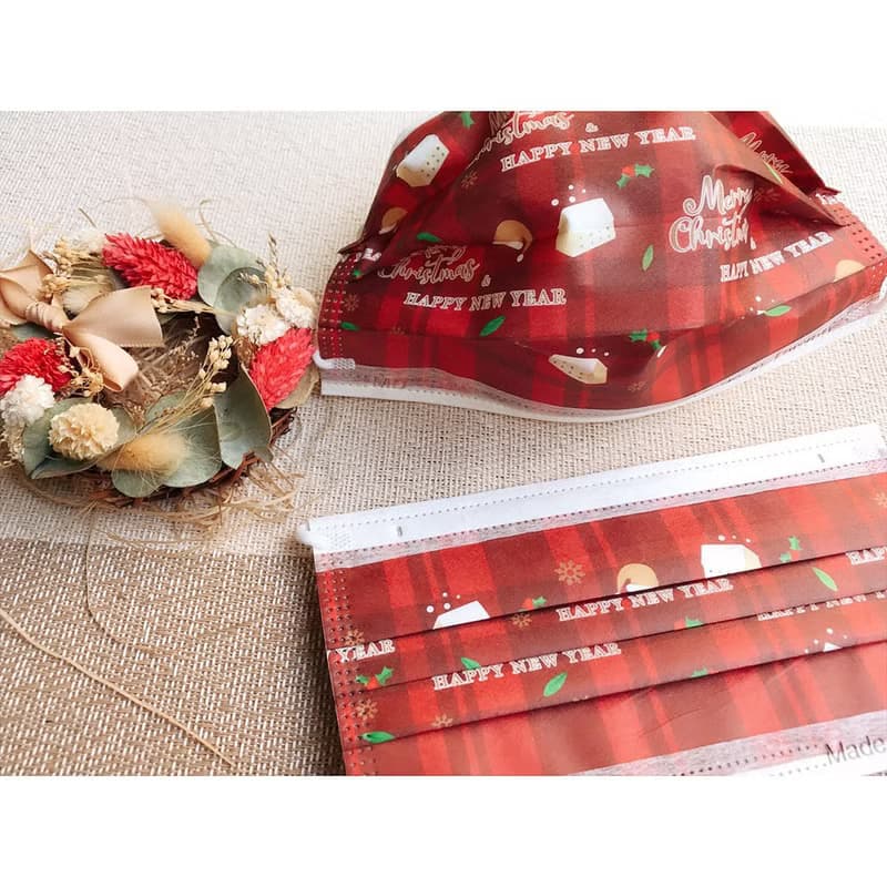 【無藏】聖誕紅格紋/成人醫療口罩/5入裝/10入盒/50入盒/雙鋼印