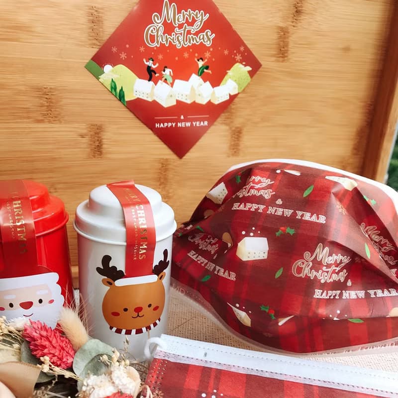【無藏】聖誕紅格紋/成人醫療口罩/5入裝/10入盒/50入盒/雙鋼印