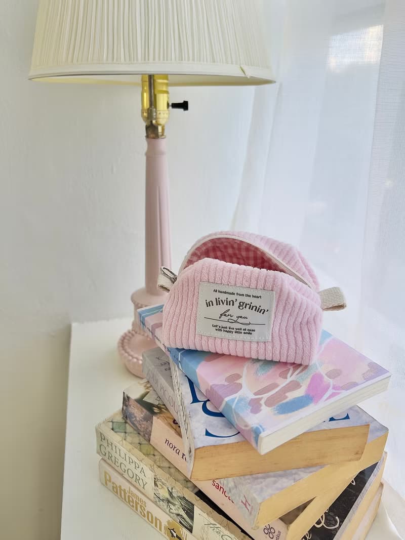 terry corduroy pouch S_baby pink