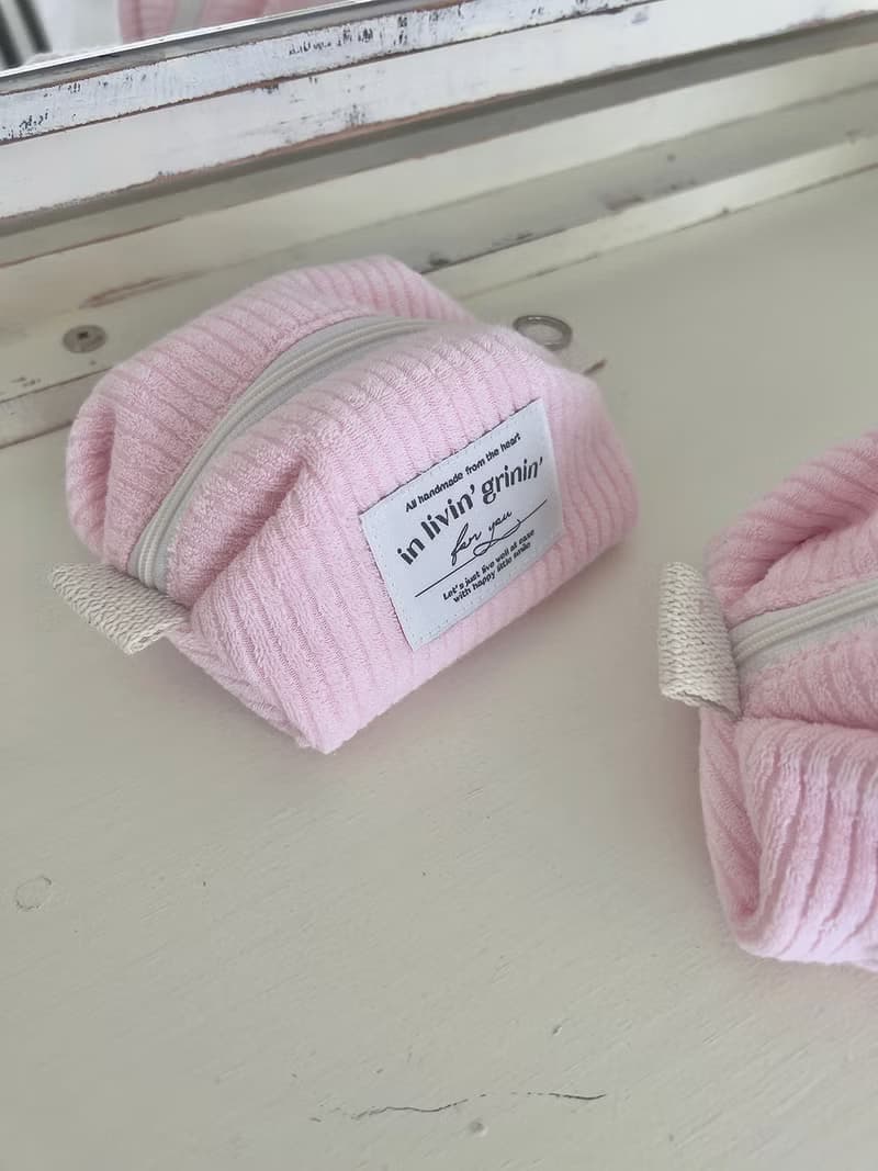 terry corduroy pouch S_baby pink
