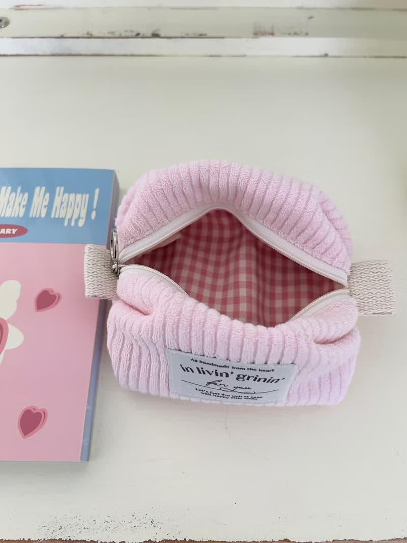 terry corduroy pouch S_baby pink