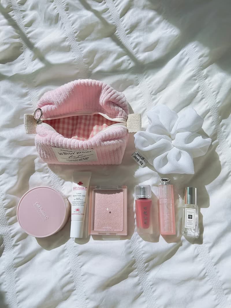 terry corduroy pouch S_baby pink