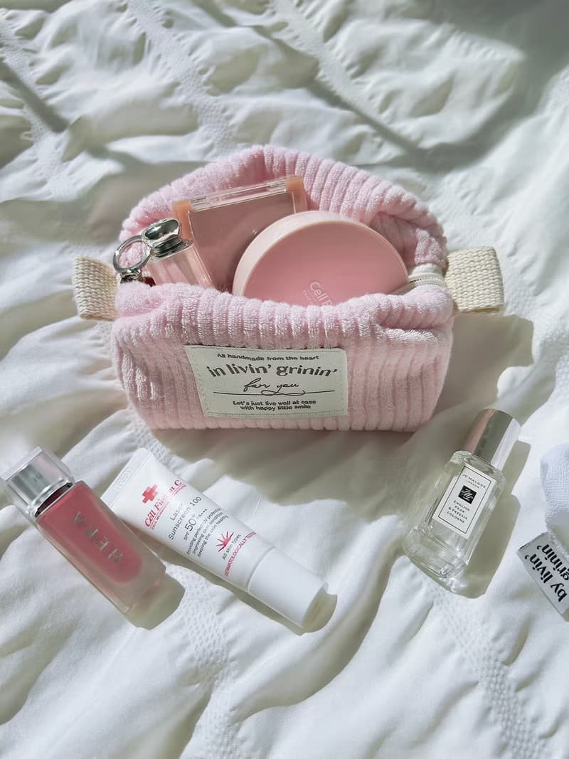 terry corduroy pouch S_baby pink