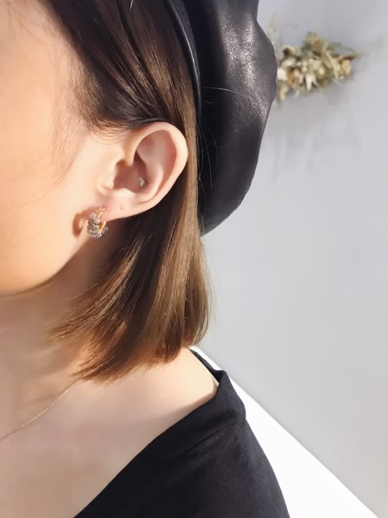 HappyCircle1.3cm│堇青石款 美國14kgf 耳夾 耳針