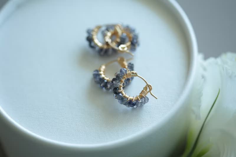 HappyCircle1.3cm│堇青石款 美國14kgf 耳夾 耳針
