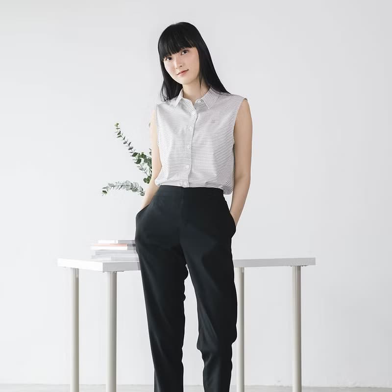 PREMIUM // white green check // women sleeveless