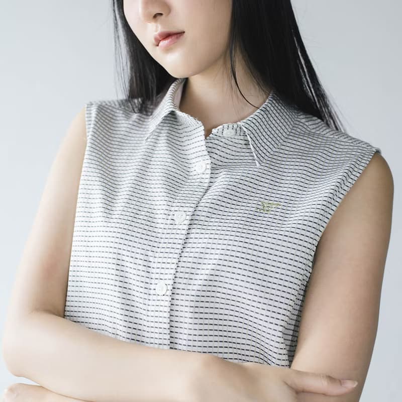 PREMIUM // white green check // women sleeveless
