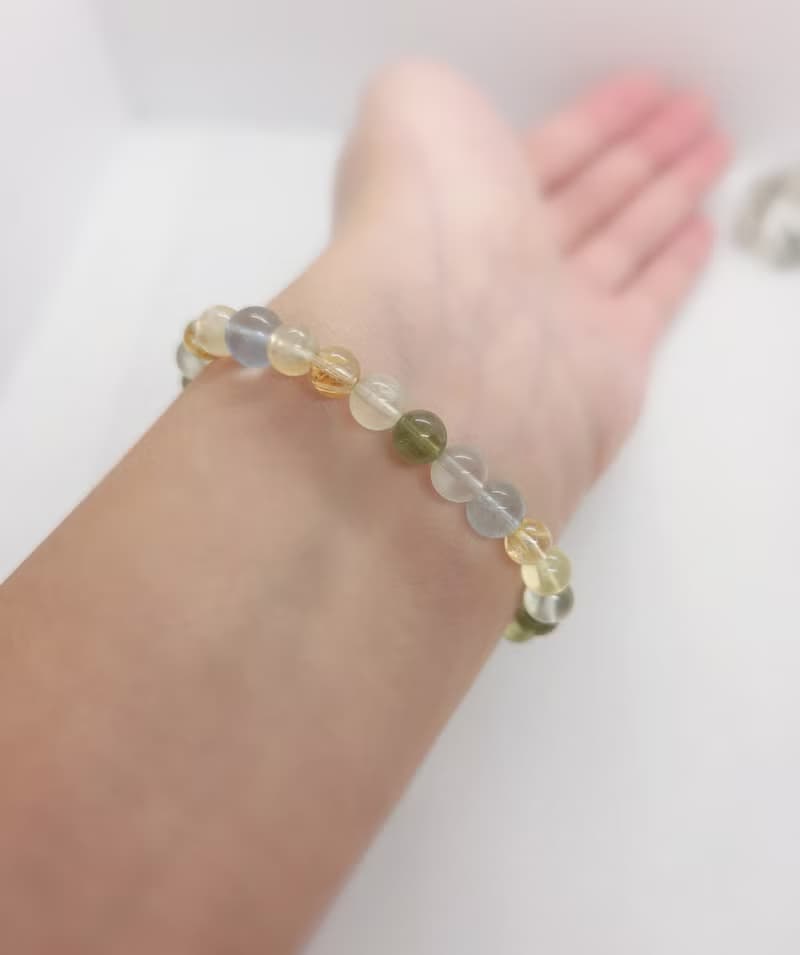 鈦晶 葡萄石  藍綠螢石 綠磷輝 水晶手鍊
