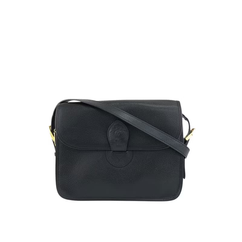 【 日本直送　名牌中古包 】Yves Saint Laurent イヴ・サンローラン ショルダーバッグ ブラック YSL レザー vintage n7ubch
