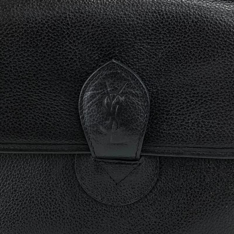 【 日本直送　名牌中古包 】Yves Saint Laurent イヴ・サンローラン ショルダーバッグ ブラック YSL レザー vintage n7ubch