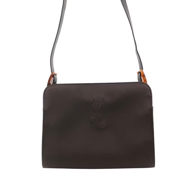 【 日本直送　名牌中古包 】Yves Saint Laurent イヴ・サンローラン ショルダーバッグ ブラウン YSL ナイロン vintage hiiu4k